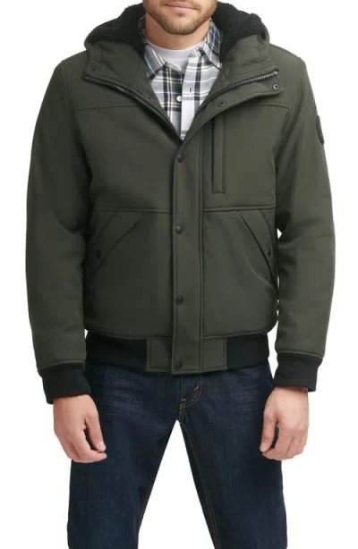 Levi's Faux Shearling Lined Soft Shell Bomber Jacket In Olive