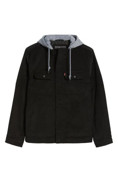Levi's Hooded Corduroy Jacket In Black
