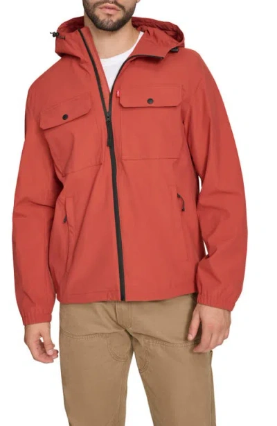 Levi's Men's Hooded Rain Jacket In Red