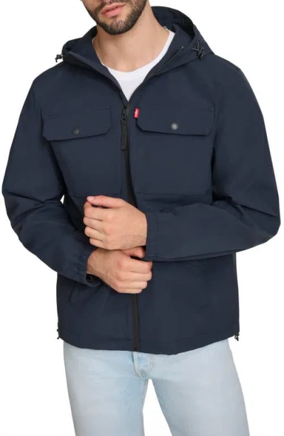 Levi's Men's Hooded Rain Jacket In Navy