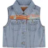 Levi's Kids' Embroidered Raw Hem Denim Vest In Desert Sky