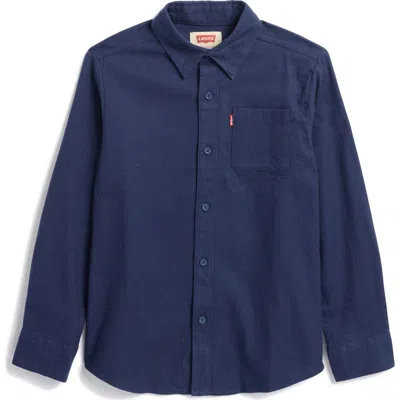 Levi's Kids' Flannel Button-up Shirt In Naval Blue