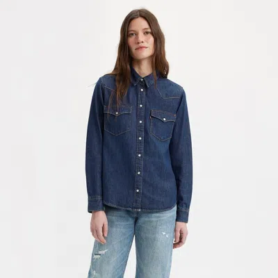 Levi's Women's The Ultimate Western Cotton Denim Shirt In Blue