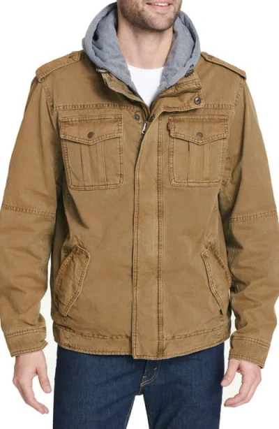 Levi's Levis Detachable Hood Utility Jacket In Brown