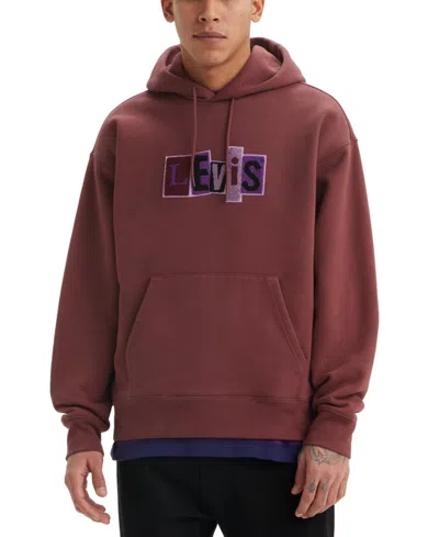 Levi's Skateboarding Chenille Patch Logo Relaxed Fit Hoodie In Burgundy-red
