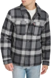 Levi's Quilt Lined Cotton Shacket In Grey/ Black/ White Multi