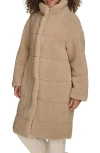Levi's Women's Long Sherpa Snap-closure Teddy Coat In Sand