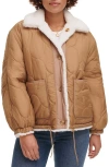 Levi's Quilted High Pile Fleece Reversible Jacket In Khaki/ Cream