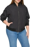 Levi's Trendy Plus Size Lightweight Zip-front Bomber Jacket In Black