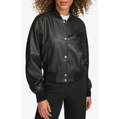 Levi's Women's Faux Leather Varsity Bomber Jacket In Black