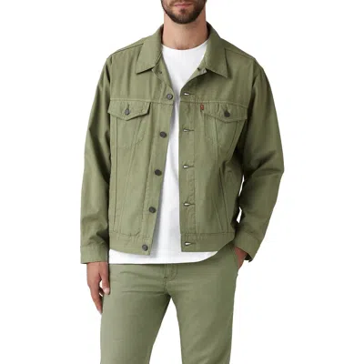 Levi's Relaxed Fit Cotton & Linen Trucker Jacket In Deep Lichen Green