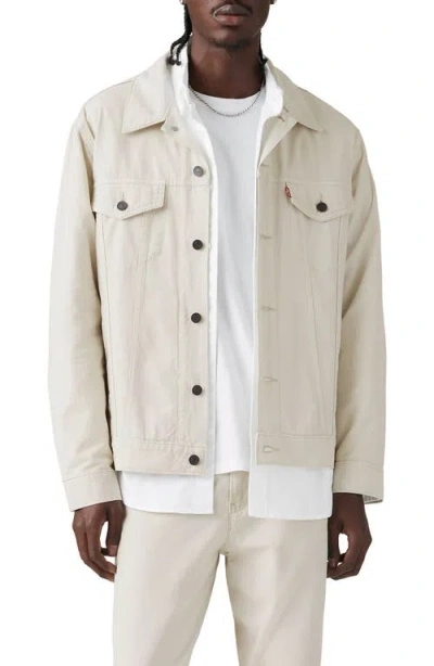 Levi's Relaxed Fit Cotton & Linen Trucker Jacket In Silver Birch White
