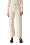 LEVI'S LEVI'S RIBCAGE HIGH WAIST CORDUROY ANKLE STRAIGHT LEG PANTS (WHITE SWAN) <BR />