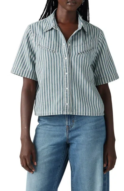 LEVI'S LEVI'S RINOA STRIPE COTTON & HEMP CAMP SHIRT