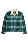 Levi's Plaid Type Iii Sherpa Trucker Jacket In Westin Plaid Aquifer