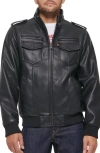 Levi's Water Resistant Faux Leather Aviator Bomber Jacket In Black