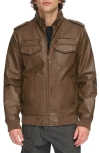 Levi's Water Resistant Faux Leather Aviator Bomber Jacket In Earth