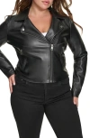 Levi's Plus Size Faux-leather Asymmetrical-zipper Moto Jacket In Black