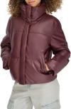 Levi's Water Resistant Faux Leather Puffer Jacket In Fig