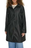 Levi's Water Resistant Hooded Long Rain Jacket In Black