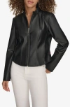 Levi's Water Resistant Slim Fit Faux Leather Racer Jacket In Black