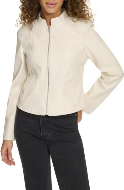Levi's Water Resistant Slim Fit Faux Leather Racer Jacket In Oyster