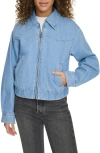 Levi's Women's Western Zip-front Denim Bomber Jacket In Light Wash Denim