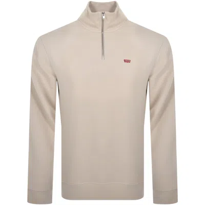 Levi's Levis Original Quarter Zip Sweatshirt Beige In Neutral