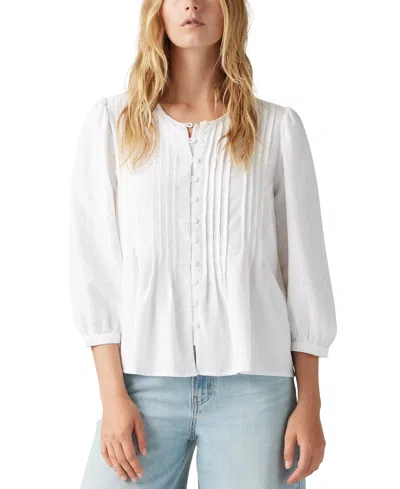 Levi's Levis Women's 3/4-sleeve Button-front Blouse In Bright White