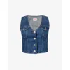 LEVI'S WOMENS BELLA V-NECK DENIM WAISTCOAT DARK SIDE SCRAPE