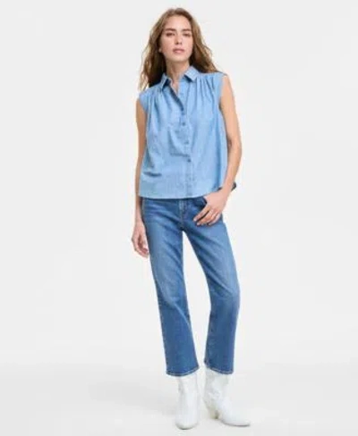 Levi's Levis Womens Gracen Sleeveless Blouse 725 High Rise Kick Flare Jeans In Alternate Fin
