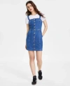 Levi's Levis Womens The Perfect Crewneck T Shirt Drea Button Front Sleeveless Dress In Mineral Black