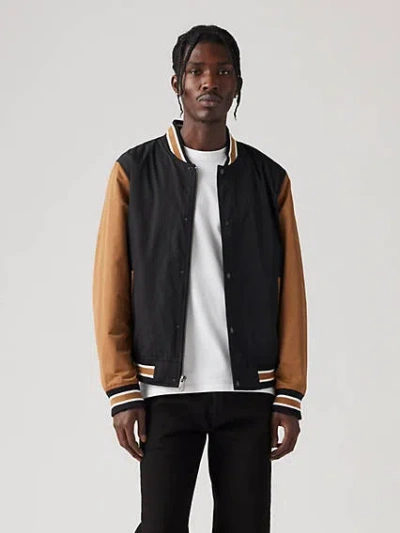 Levi's Lightweight Colorblock Varsity Jacket In Black And Brown