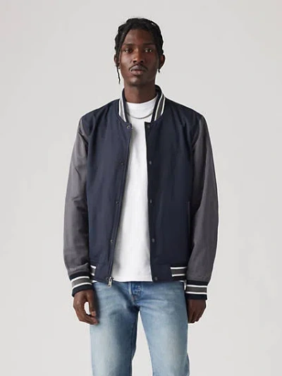 Levi's Lightweight Colorblock Varsity Jacket In Navy And Forged Iron