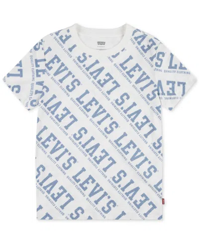 Levi's Kids' Little Boys Allover Logo-print T-shirt In Cloud Dancer