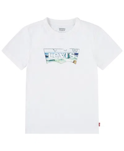 Levi's Kids' Little Boys Crashing Waves Batwing T-shirt In Bright White