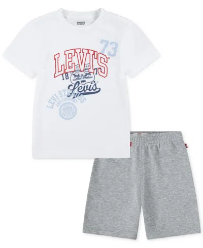 Levi's Kids' Little Boys Multi Hit Tee And Cargo Shorts Set In Bright White