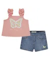 Levi's Little Girls 2-piece Ruffle Strap Tank And Shorts Set In Candlelight Peach