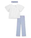 Levi's Little Girls 3-piece Flatter Top Flared Legging And Headband Set In Bright White