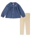 Levi's Little Girls Collared Top And Leggings, 2-piece Set In Safari