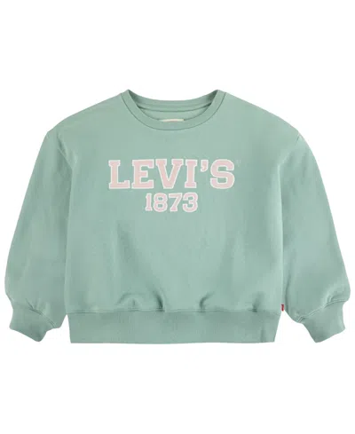 Levi's Kids' Big Girls Collegiate Crew Sweatshirt In  Blue Surf