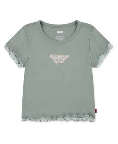 Levi's Kids' Little Girls Double Layer Knit Top In Green Milieu