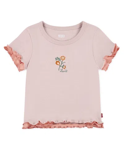 Levi's Kids' Little Girls Floral Embroidery Knit Top In English Rose