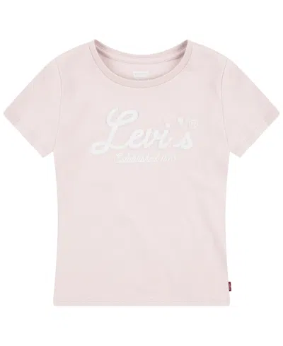 Levi's Kids' Little Girls Script Logo Graphic T-shirt In Lotus Pink