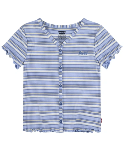 Levi's Kids' Little Girls Striped Meet And Greet Top In Coastal Fjord