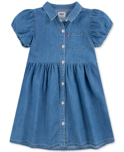 Levi's Little Kids Cotton Bubble-sleeve Shirtdress In Myclean M
