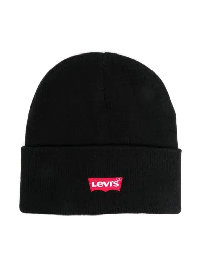 Levi's Kids' Logo-embroidered Beanie Hat In Black