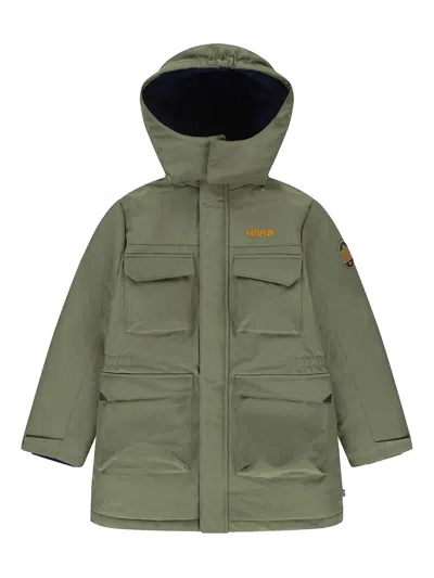 Levi's Kids' Logo-embroidered Parka In Green