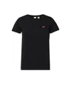 Levi's Womens Mineral Black The Perfect Tee Brand-embroidery Regular-fit Cotton-jersey T-shirt In Black