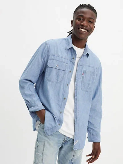 Levi's Long Sleeve Auburn Worker Shirt In Linde Chambray